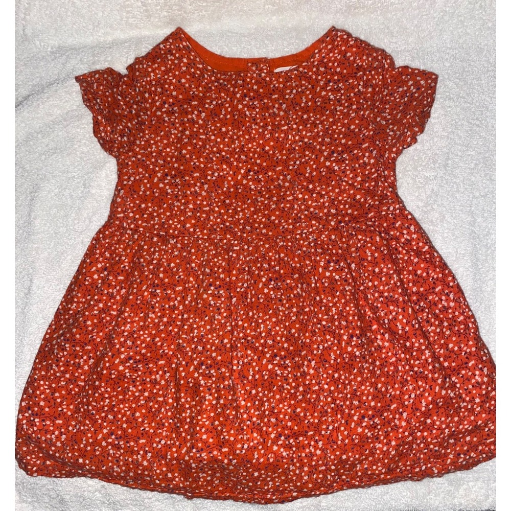 Old Navy Toddler Girls Orange Ditsy Floral Cutout Back Fit & Flare Dress 2T